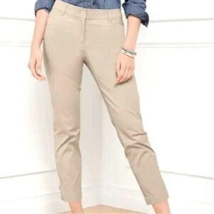 NWT Talbots Perfect Crop Pants Size 4 Ankle Button Hem Chinos Casual Khaki